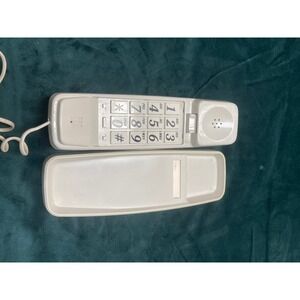 Vintage Sears 34403 Slimline Corded Telephone Large Button Almond Wall Phone